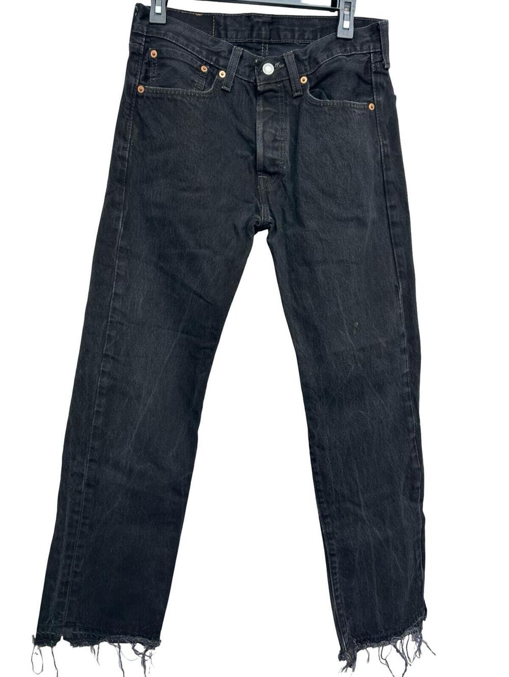 Levi’s 501 Black Jeans W31 L30 Button Fly Straight Leg Raw Hem Vintage